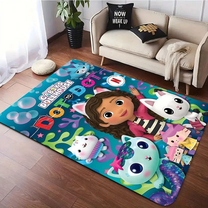 Cartoon Cute Gabbys Dollhouse Girl Carpet Rug for Bedroom Living Room Home Sofa Decoration,Children Game Large Decor Floor Mat