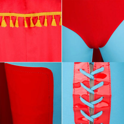 4PCS Nacho Cosplay Costume Libre Red Cloak Mask Pants Shorts Full Set Outfits Mexican Wrestling Halloween Cos Outfits Adult Men
