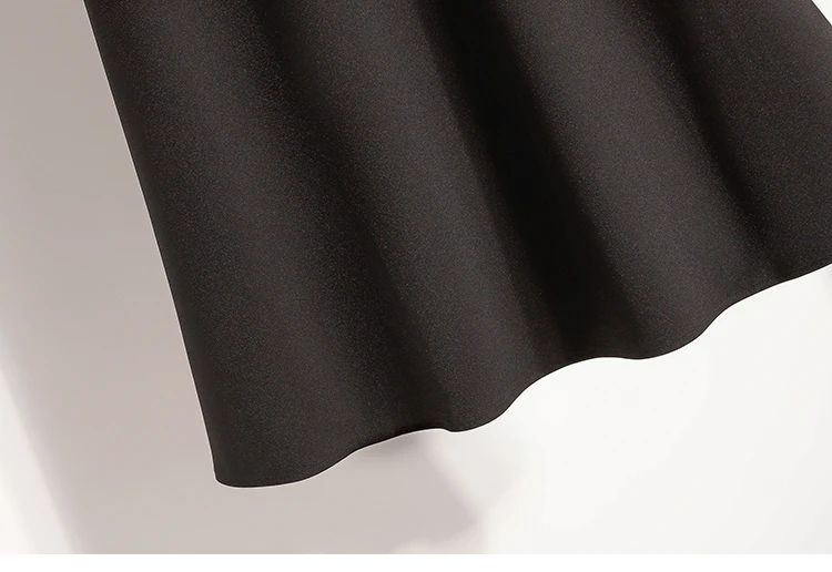 A-Line Mini Skirt High Waist Mid Length Skirts Women's Slimming Black Autumn Elastic Waist Design Solid Color Versatile Skirt