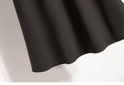 A-Line Mini Skirt High Waist Mid Length Skirts Women's Slimming Black Autumn Elastic Waist Design Solid Color Versatile Skirt