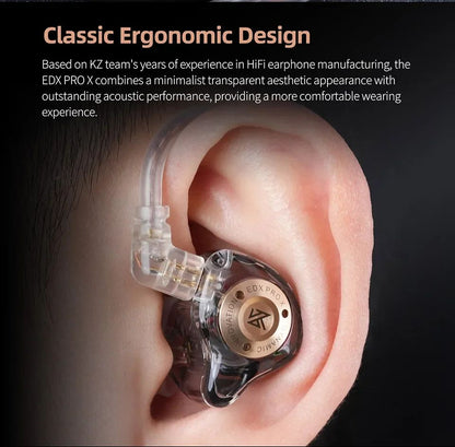 Fone de ouvido dinâmico KZ EDX PRO X HIFI Bass Earbud Esporte Música Cancelamento de Ruído Headsets Cabo 2 pinos KZ ZSTX ZSN PRO X EDC EDA ZVX