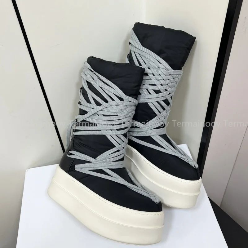 2025 New Men Boots Top Quality Platform Lace Up Winter Boot Size 35-46  Designer Fashion Women Knee High  Platform Boots