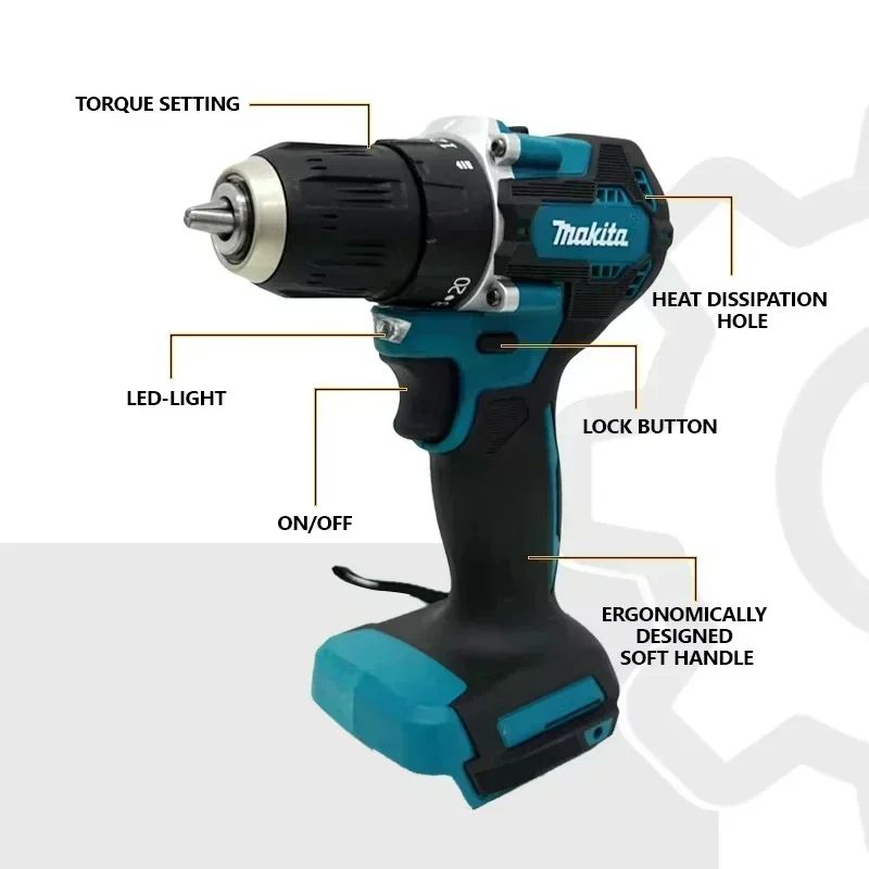 Parafusadeira/furadeira a bateria Makita DDF487 sem escovas, parafusadeira elétrica de impacto equipada com bateria Makita 18V 6AH? ferramenta elétrica recarregável