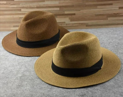 Chapéus de Sol Grandes Oversize para Homens Mulheres Praia Panamá Aba Larga Chapéu de Palha Senhora Chapéus de Sol de Verão Plus Size Chapéu Fedora 55-57cm 58-60cm
