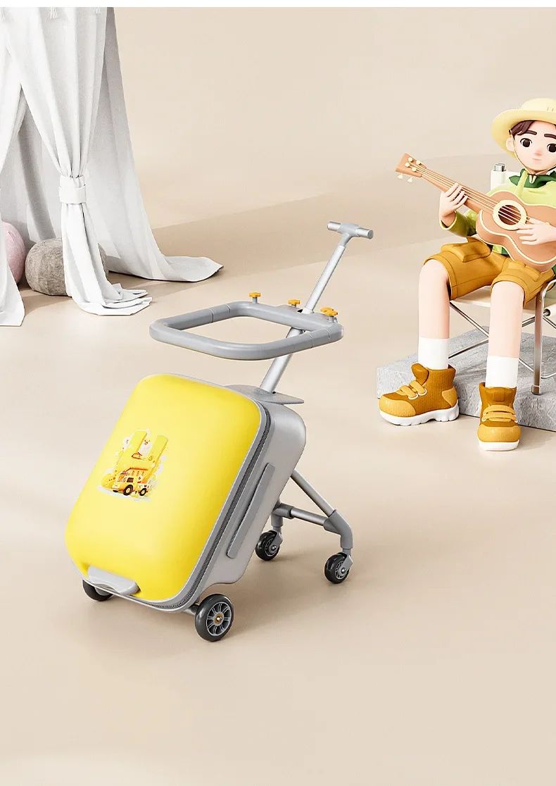 Mala de Viagem Infantil com Rodinhas Carrinho de Bagagem para Crianças Assento de Viagem Carrinho de Passeio Mala de Bordo para Bebê
