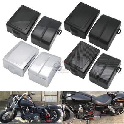 Motorcycle Black Battery Side Fairing Frame Covers Cap For Harley Dyna Street Fat Bob Super Glide Wide Glide Switchback FLD FXD