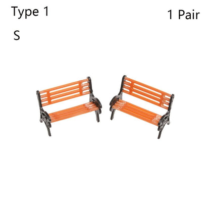 1SET Doll House Miniature Bench Stools White Chair Cute Fairy Garden Gnome Moss Terrarium Bonsai DIY Craft Home Decoration