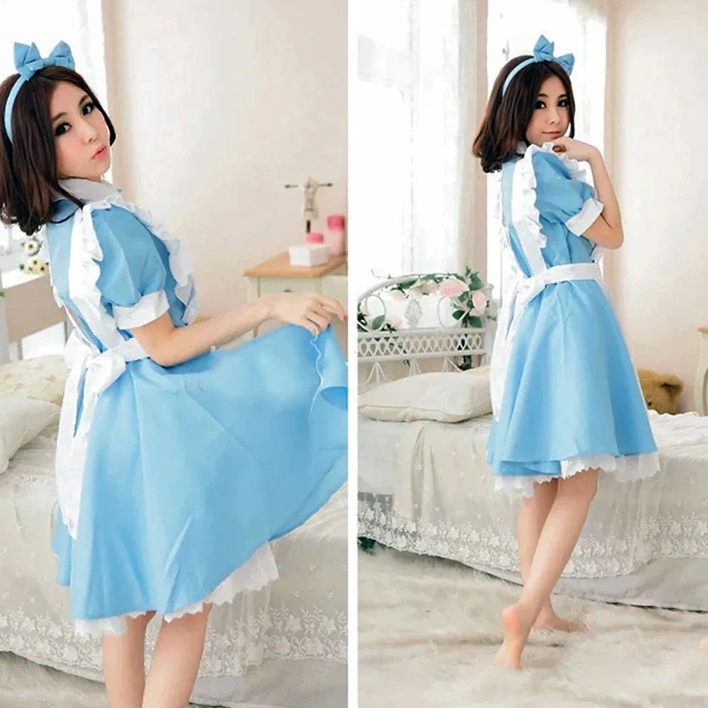Cosplay Costume Lolita Dress Maid Apron Fantasia Carnival Halloween Costumes for Women Masquerade Party Alice In Wonderland