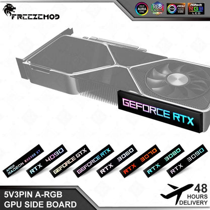Painel Lateral FREEZEMOD Mini VGA com Luz 5V 3PIN A-RGB Placa Gráfica Luminosa Placa de Identificação Painel de Luz Decorativo para Gabinete PC AURA SYNC