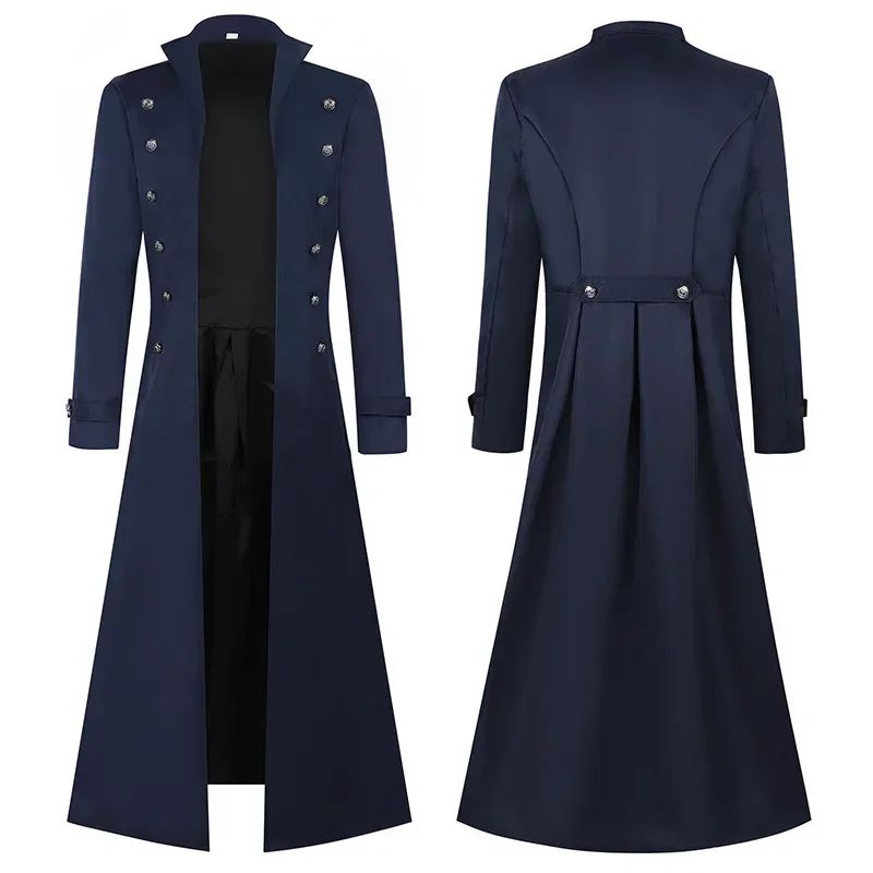 Medieval Men's Pirate Costume Steampunk Vintage Trench Coat Gothic Tuxedo Jacket Victorian Carnival Party Cosplay Jacket Coat