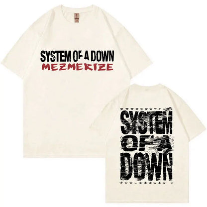 Summer men's Rock System of A Down Mezmerize band album print T-shirt Vintage alternative metal music Harajuku short sleeve