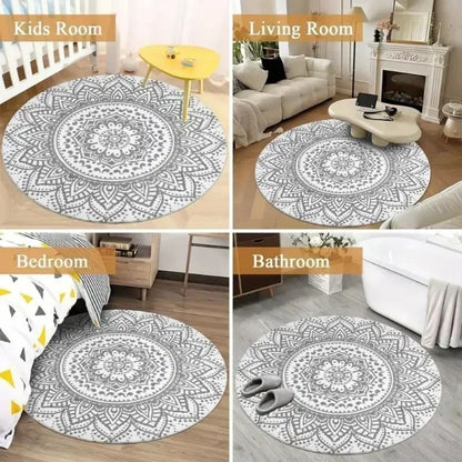 MINISO Japanese Anime Pokemon Round Rugs Non-Slip Floor Mat for Home Living Room Bedroom Circle Rug Washable Round Carpet Decor