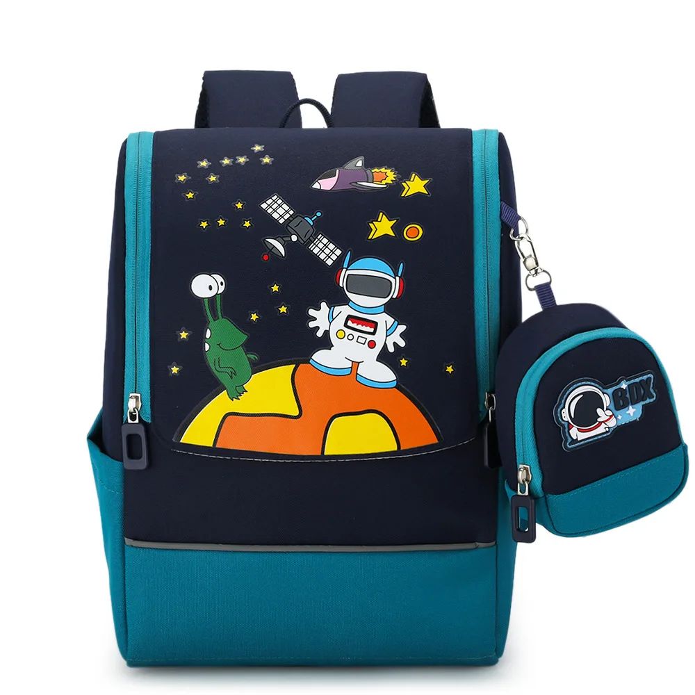 Mochila infantil de desenho animado para meninos e meninas do ensino fundamental, versão coreana, nova bolsa espacial infantil