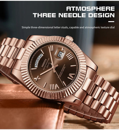 NIBOSI Brand Original Stainless Steel Quartz Watches For Men Luxury Date Display Luminous Fashion Men's Watch relogios masculino