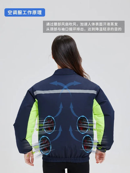 Summer Cooling Jacket Men's Hooded Fan Jacket Heat Resistant Fan Air Conditioner Clothes Breathable Outdoor Fishing Fan Workwear