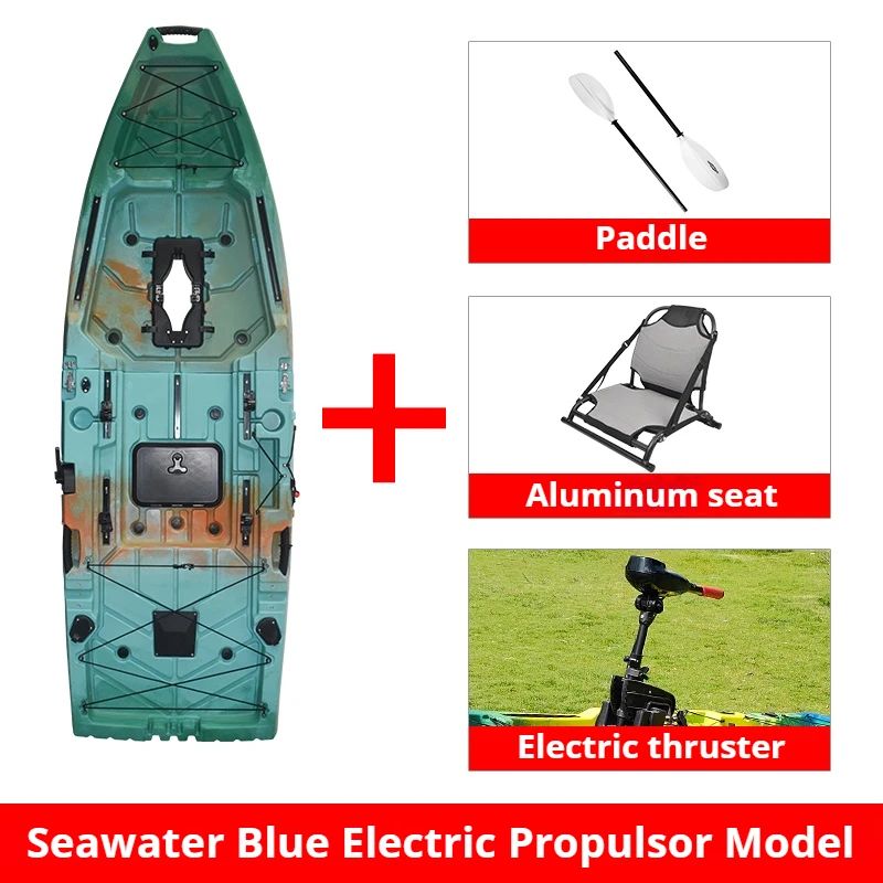 Caiaque Modular de 2 Lugares, Canoa HDPE Elétrica/a Pedal com Assentos de Alumínio, Barco de Pesca Portátil para Recreação em Lagos e no Mar