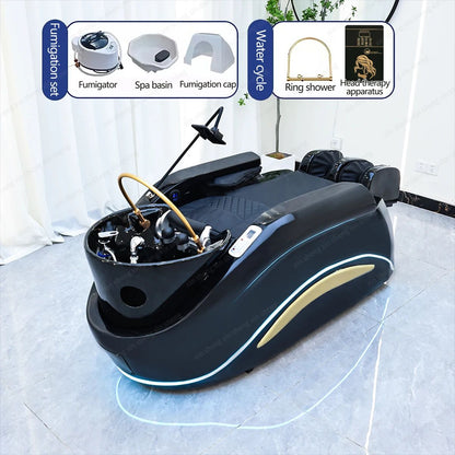 XinSheng Professional Electric Massage Bed Head SPA Salon Massage Table Hair Washing Fumigation Beds Barber Shop Smart Furniture