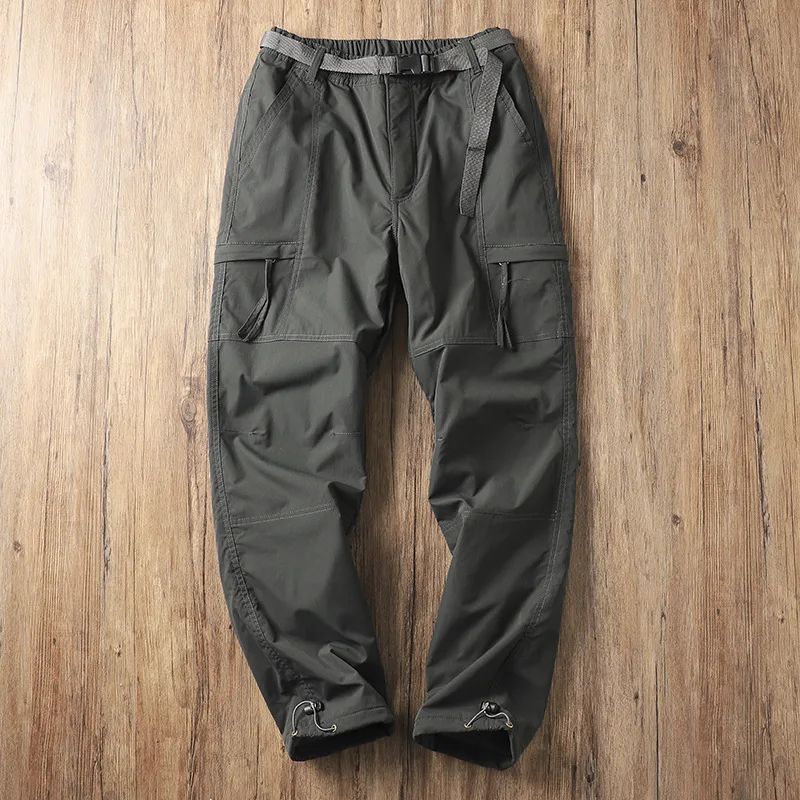 Calças Masculinas de Caminhada ao Ar Livre em Fleece Engrossado Corta-Vento Impermeável Soft Shell Reta Calças de Trabalho Resistentes ao Frio e Quentes