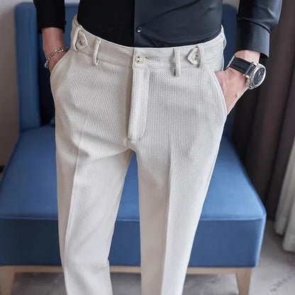 Calças de Terno Masculinas, Calças de Vestir Slim Modernas, Calças Brancas Pretas Azuis Verdes Pantalones Hombre Outono/Inverno Masculino, Novidade 2025