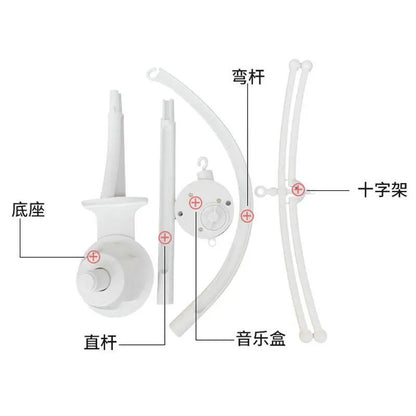 White Baby Crib Mobile Bed Bell Toys Holder Infant Toy Arm Bracket Wind-up Music Box Baby Toys Carousel Rattles Bracket Set Bébé