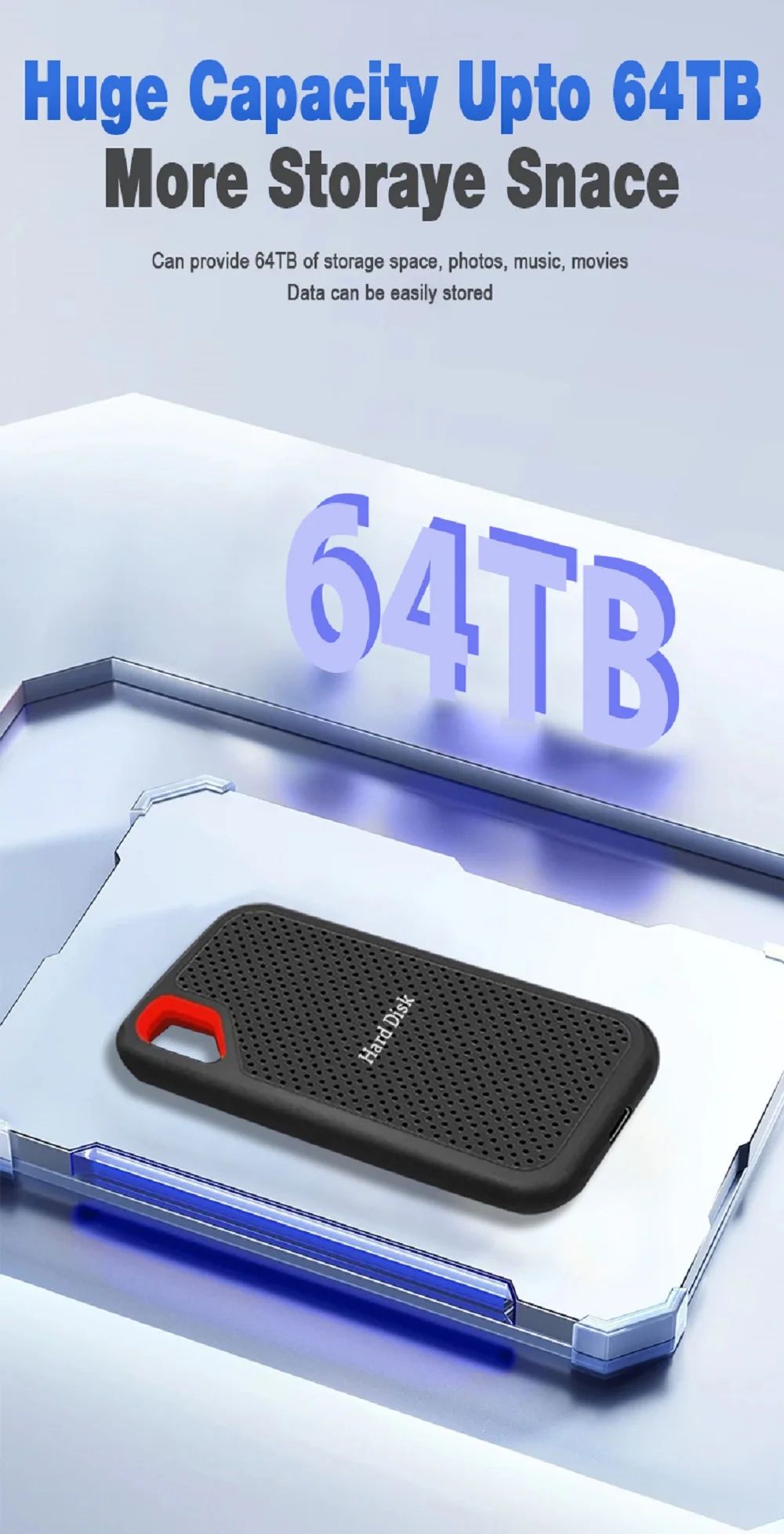 New External Hard Drive 1TB Portable SSD HARD DISK 2TB High-speed External Solid State Drive Mobile Hard Drive for Laptop Mac PC