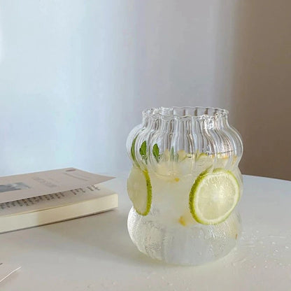 Copo de Vidro Resistente ao Calor, Tumbler, Transparente, para Chá, Suco, Leite, Caneca de Café, Copos de Água para Casa, Caneca Listrada 410/530ml