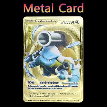 Pokémon 183200 Pontos Alto HP Cartas de Metal Douradas Pretas Inglês Francês Vmax Mega GX Coleção de Cards Charizard Pikachu Mewtwo