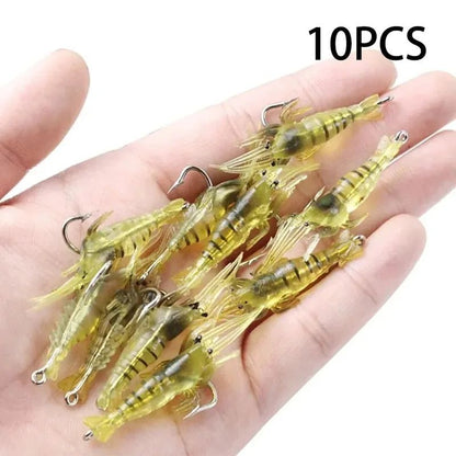 10/20/30 PEÇAS Isca Macia de Camarão para Pesca com Anzol, Iscas Artificiais Crankbaits para Pesca, Iscas Artificiais Wobblers para Pesca de Arrasto