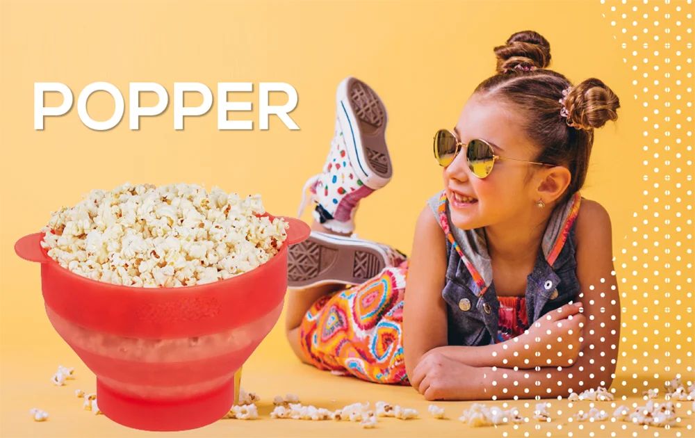 Microwave Silicone Popcorn Maker Food Grade Foldable High Quality Kitchen Easy Tools DIY Make Popcorn Bucket Bowl with Lid Bowls