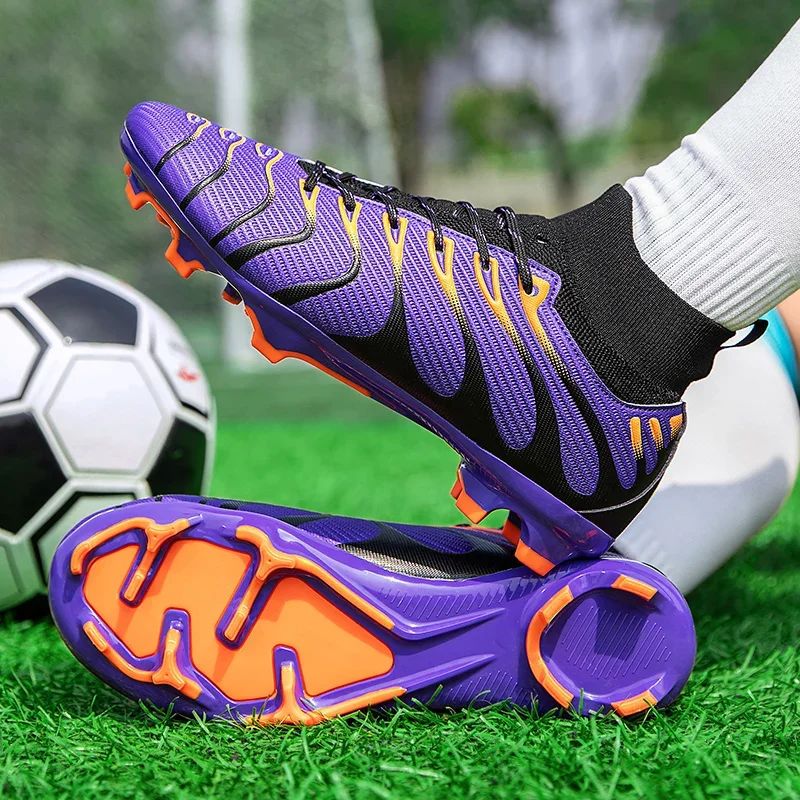 Men Match Non Slip Football Boots Cleats Indoor Outdoor Soccer Shoes Sport Training Long Spikes FG/TF Boys Futsal Comfortable