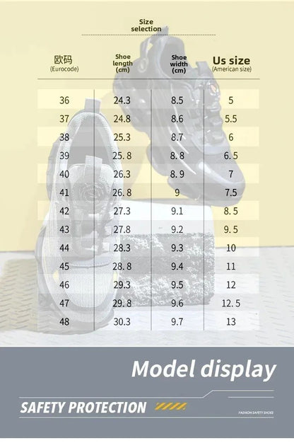 Rotating Button New Safety Shoes Men Anti-smash Anti-puncture Work Shoes Fashion Men Sport Shoes Security Protective Boots Men