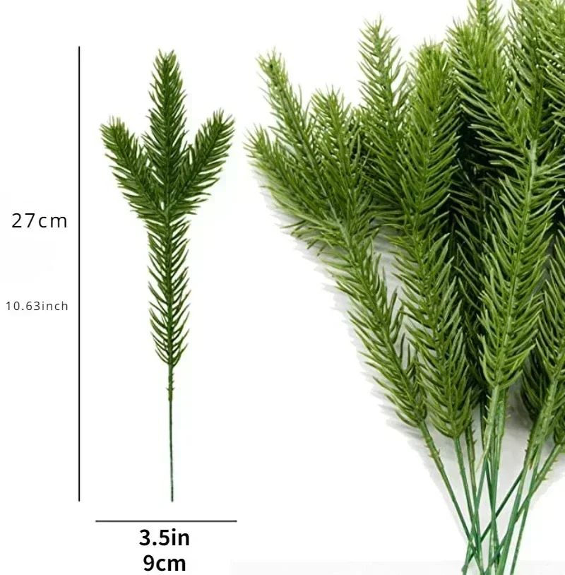 10-100PCS Christmas Artificial Branches Fake Plants Pine Needles Wreath Vine Rattan for Xmas Tree Gift Box Flowers Decoration