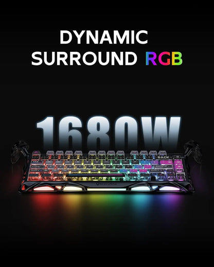 Teclado Mecânico Gravastar K1 Sem Fio Bluetooth em Liga de Alumínio Tri-Modo RGB Acessórios de PC para Jogos E-sports