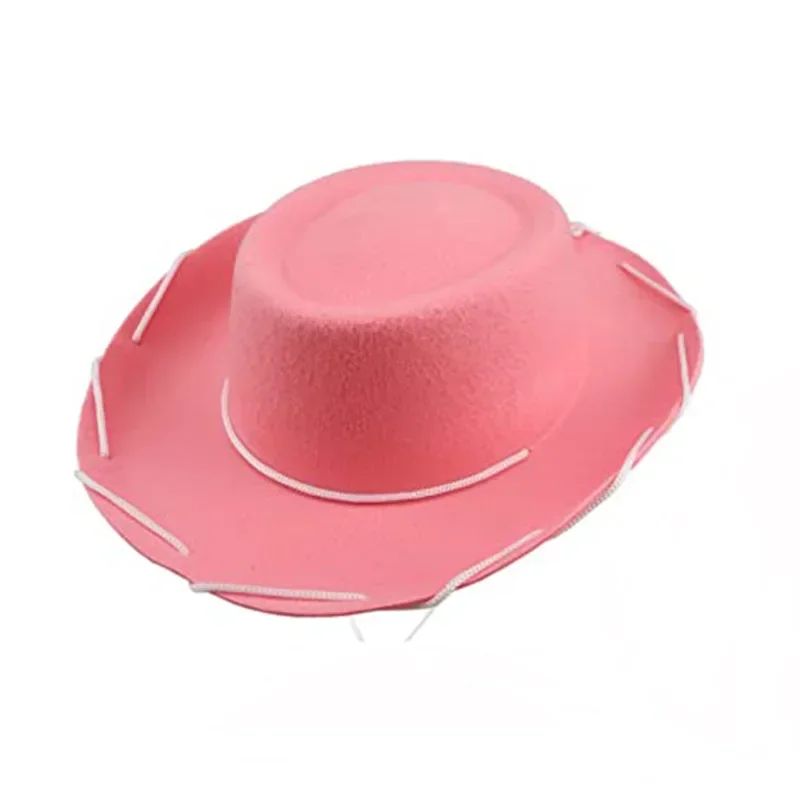 Chapéu de Cowboy Marrom e Vermelho de Feltro Estilo Lenhador Ajustável com Aba Larga Ocidental para Esportes ao Ar Livre Escalada Festa no Deserto Suprimentos