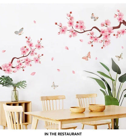 Ink Wall Stickers Wash Peach Blossom For Living Room Bedroom Home Flower Background Wall Decor Self-adhesive Sticker Wallpaper