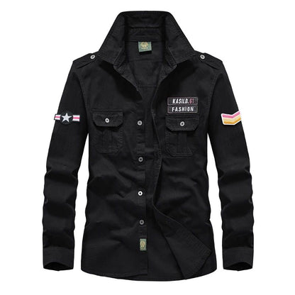 Spring Autumn New Men Long Sleeve Cargo Polo Shirt Casual Fashion Cotton Shirt Male Tactic Military Embroidery Tops