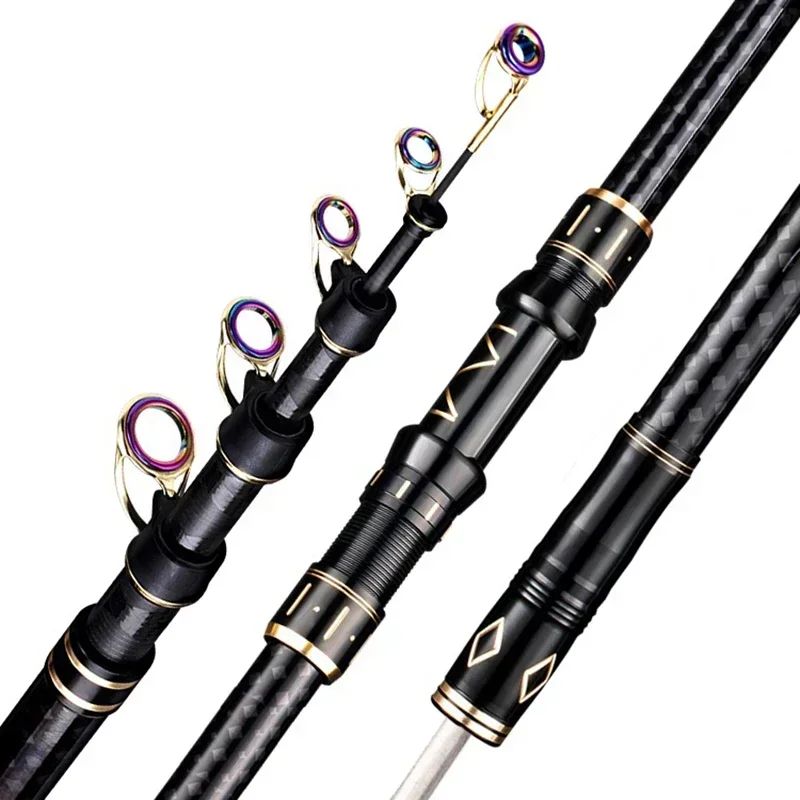 Vara de Pesca Telescópica de 2.1m-4.5m Vara de Surf para Viagem de Spinning 10-250g de Potência Vara de Arremesso de Longa Distância Vara de Baitcasting de Alto Carbono