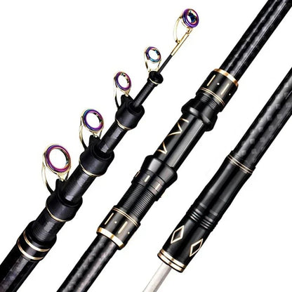 Vara de Pesca Telescópica de 2.1m-4.5m Vara de Surf para Viagem de Spinning 10-250g de Potência Vara de Arremesso de Longa Distância Vara de Baitcasting de Alto Carbono