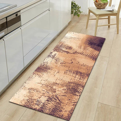 1Pcs Modern Simple Wood Pattern Print Floor Mat Kitchen Bathroom Entrance Non-slip Door Carpet Home Decoration