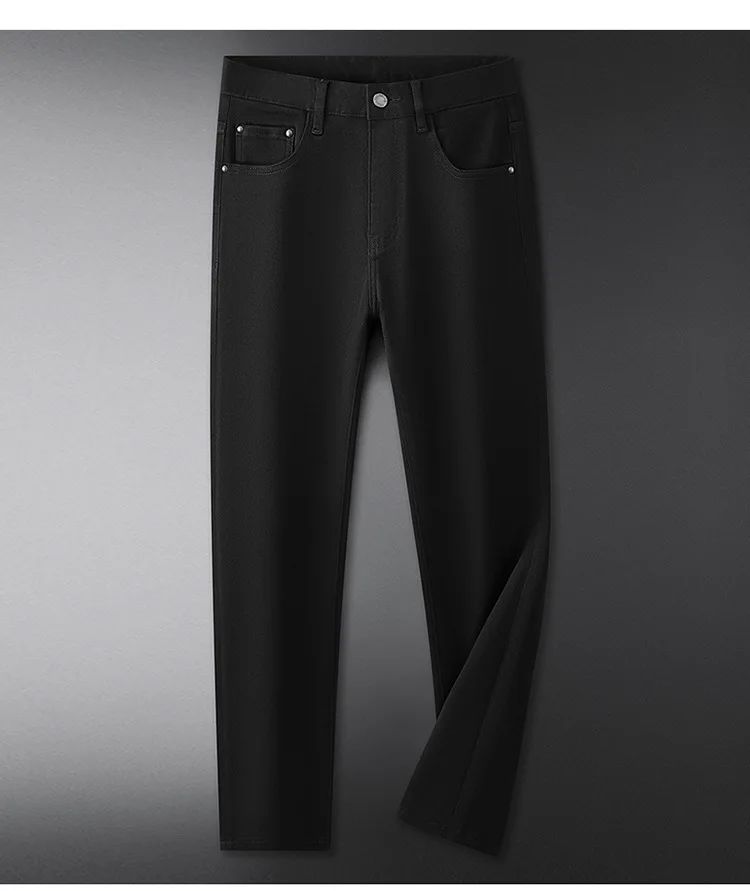 BlackJeans2024 Nova Coleção Outono/Inverno Marca da Moda Casual Slim Fit Elástica Estilo Europeu Calça Comprida Masculina Estampa Fashion