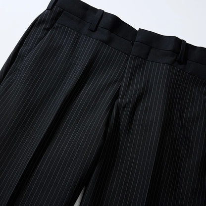 Calça Casual Masculina Listrada Preta Nova de Verão 2025, Calça Slim da Moda na Altura da Panturrilha, Tamanhos 28-35