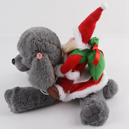 Fantasia de Natal Engraçada de Cachorro Papai Noel Montando em Cachorro de Estimação Gato Roupa de Feriado Roupas de Fantasia para o Halloween Natal