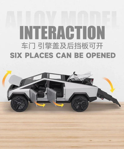 Alloy Model Carro 1:24 Diecast Miniatura Metal Picape Veículo Presente de Aniversário para Crianças Colecionáveis Van Caminhão Tesla Cybertruck Brinquedo para Meninos