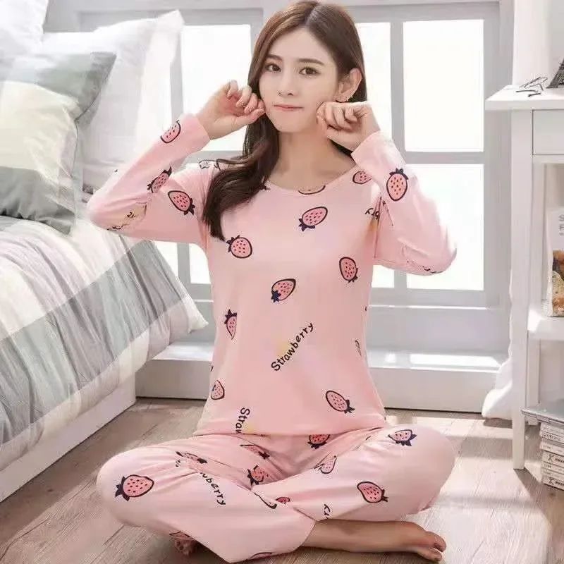 Pyjamas Set for Women's Plus Size Student Long Sleeve Spring and Fall Loungewear Ladies Simple Loose Homewear Casual Sleepwear