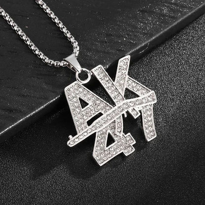Pingente de Pistola com Gelo Cravejado Bling Colar de Metralhadora Masculino Personalidade Hip Hop Rock Punk Joia Legal para Festa de Rua Presente