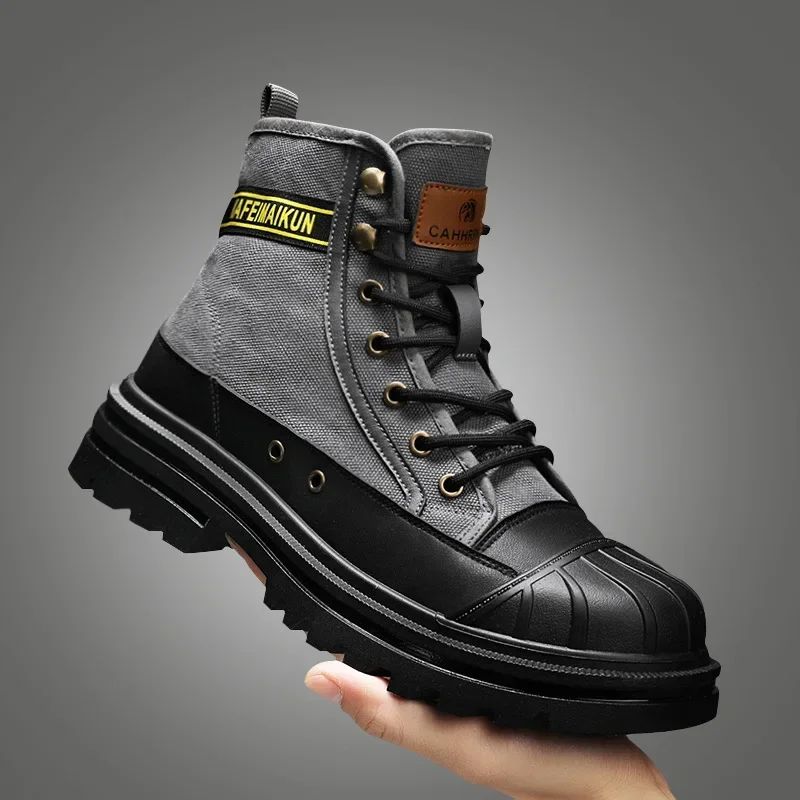 Men's Shoes  Autumn and Winter Breathable High-top Boots Heightened Thick-soled All Match Canvas Casual Shoes Mens Boots