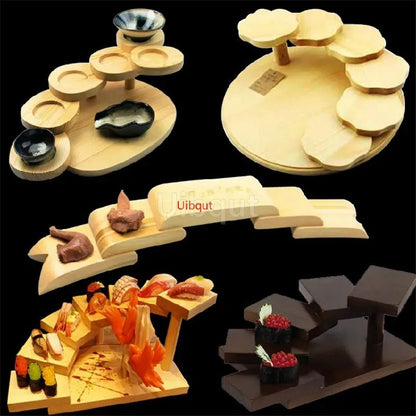 Japanese wooden wood Cuisine Sushi Bridge Boats Pine Creative Sushi Sashimi plate Platter Sushi Tableware Decoration Ornament