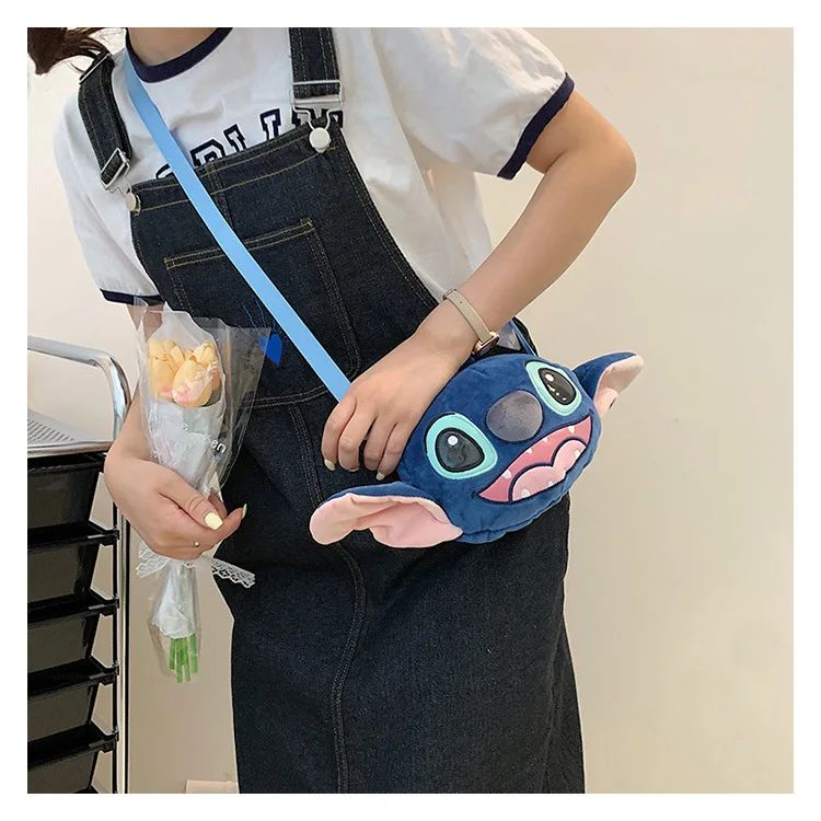 Disney Lilo & Stitch Plush Toys Kawaii Plush Messenger Bag Girl Handbag Anime Stuffed Toys Children Cartoon Plushie Soft Bag