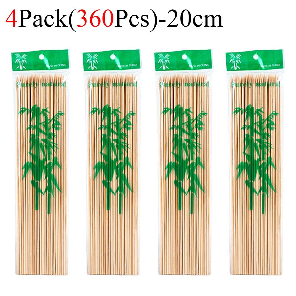 90/450pcs Bamboo Stick Food Grade Bamboo Skewer Sticks Disposable Natural Wood Long Stick Barbecue Fruit BBQ Tools 15/20/25/30cm