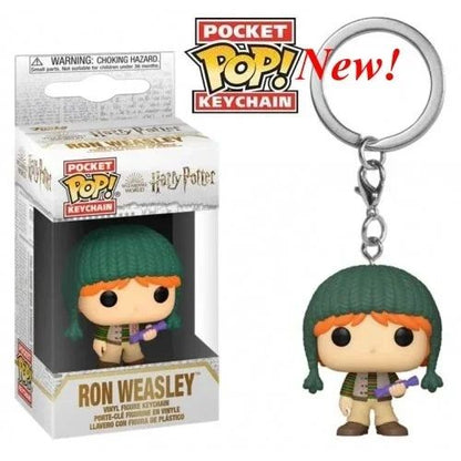 2025 Novo Chaveiro FUNKO Harry com Caixa Ginny Ron Fawkes Hedwig Hermione Pocket Boneco de Ação de Vinil Brinquedos Presentes Decoração